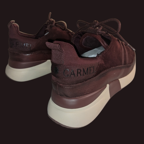 CARMELA Burgundy Leather Wedge Laced Trainer Size:9/ 40 M - Picture 6 of 11